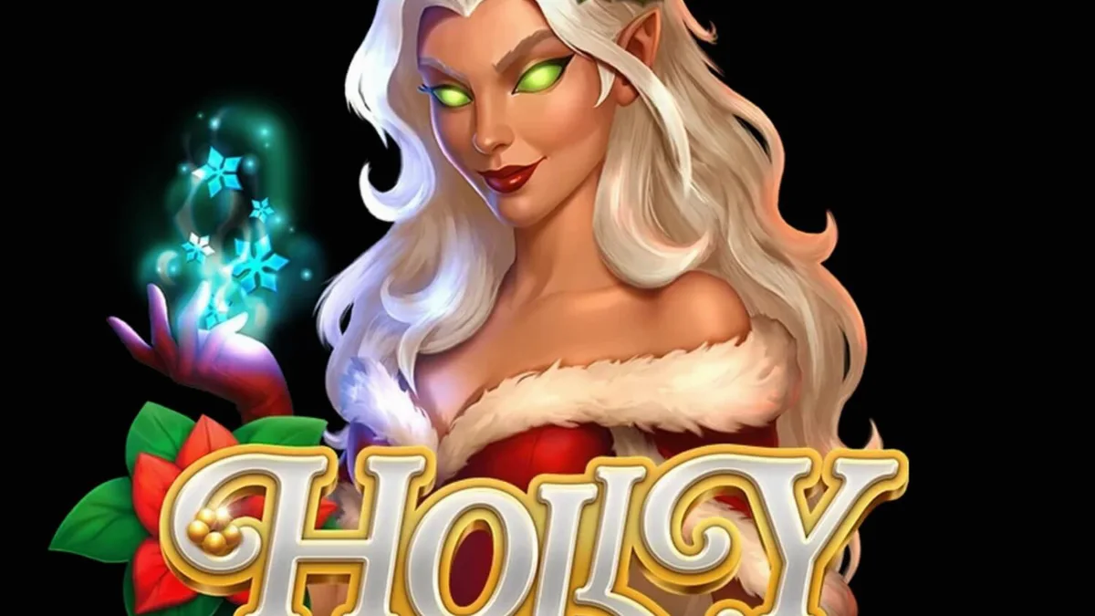 Tampilan visual slot Holly dengan tema hutan musim dingin yang hangat